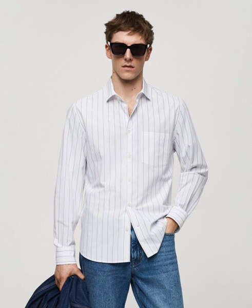 Men's Classic Fit Vertical Striped Shirt