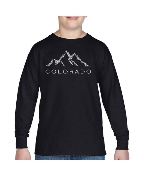 Big Boy's Word Art Long Sleeve T-shirt - Colorado Ski Towns