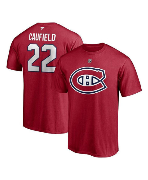 Men's Cole Caufield Red Montreal Canadiens Authentic Stack Name and Number T-shirt