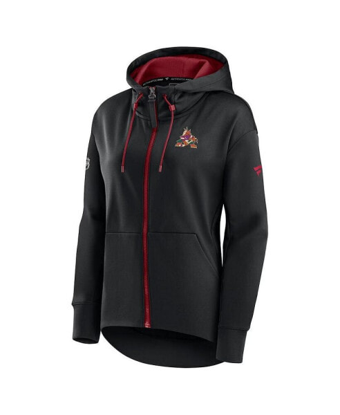 Women's Black Arizona Coyotes Authentic Pro Rink Full-Zip Hoodie