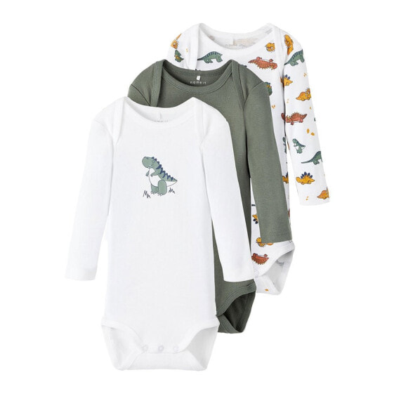 NAME IT Laurel Wreath Dino Baby Long Sleeve Body 3 Units