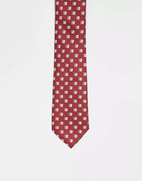 ASOS DESIGN tie with playing card print in red