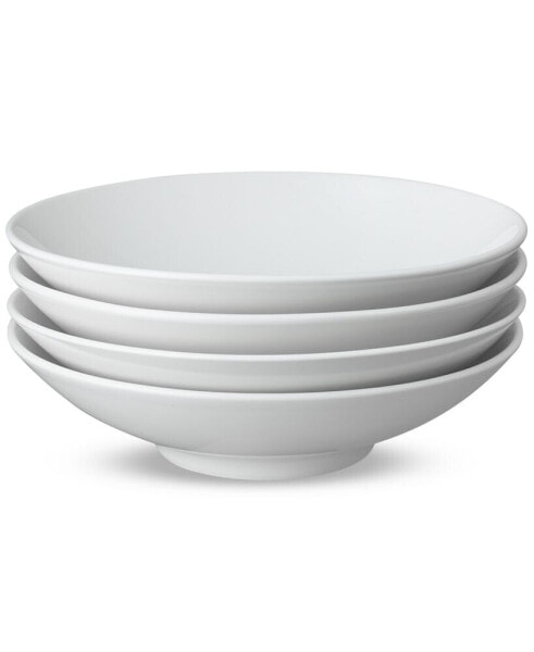 Classic White Porcelain Pasta Bowls, Set of 4