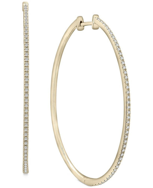 Diamond Medium Hoop Earrings (1/4 ct. t.w.) in 14k Gold-Plated Sterling Silver, 1.5", Created for Macy's