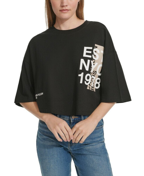 Women's Vertical-Logo Cropped T-Shirt