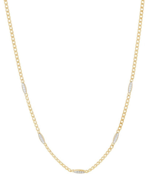 Diamond Mini Cluster Station 18" Collar Necklace (1/5 ct. t.w.) in 14k Gold-Plated Sterling Silver