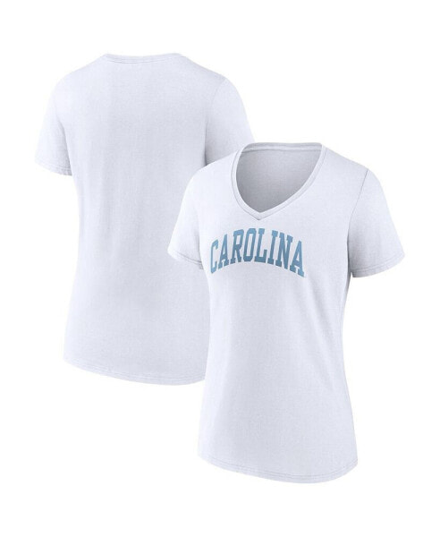 Women's White North Carolina Tar Heels Basic Arch V-Neck T-shirt