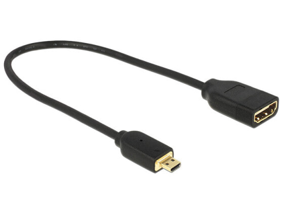 Delock 0.2m - HDMI-A/HDMI Micro-D - 0.2 m - HDMI Type D (Micro) - HDMI Type A (Standard) - 3840 x 2160 pixels - 3D - Black