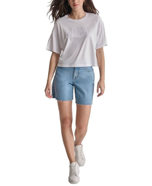 Women's Cropped-Fit Short-Sleeve Logo T-Shirt