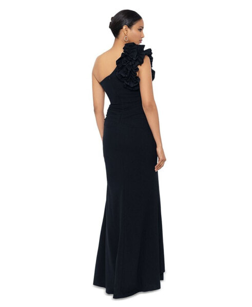 Women's Ruffled One-Shoulder Gown