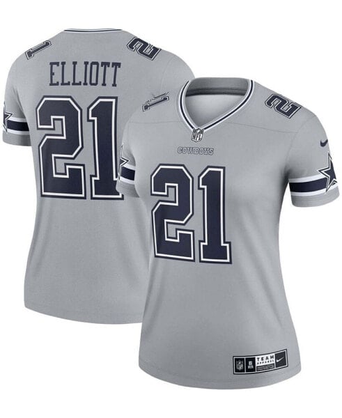 Women's Ezekiel Elliott Gray Dallas Cowboys Inverted Legend Jersey
