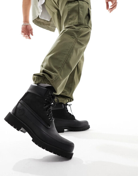 Timberland – 6 Inch Premium – Lederstiefel in Grün mit Zehenbereich aus Gummi und Remix-Details