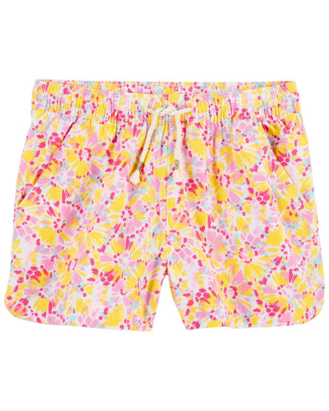 Kid Floral Print Drapey Linen Shorts 12