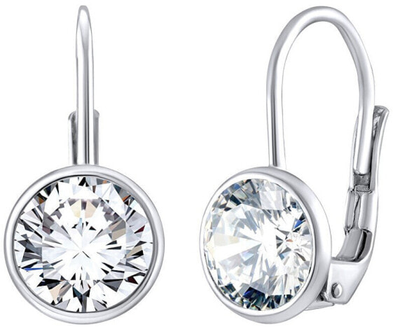 Elegant silver earrings with clear Swarovski Zircony SILVEGOB70607S