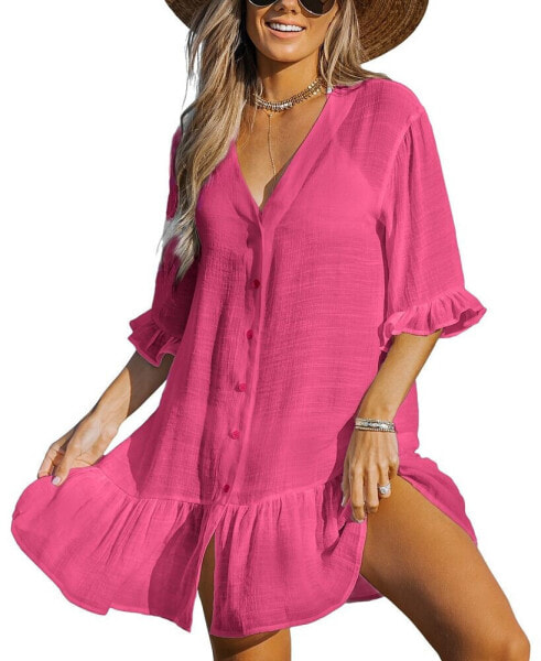 Women's Aubree Ruffled Swim Cover-Up Dress