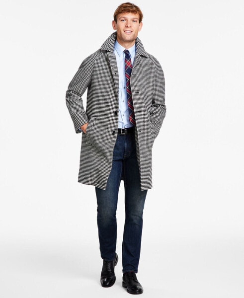 Men's Modern-Fit Stretch Water-Resistant Houndstooth Overcoat