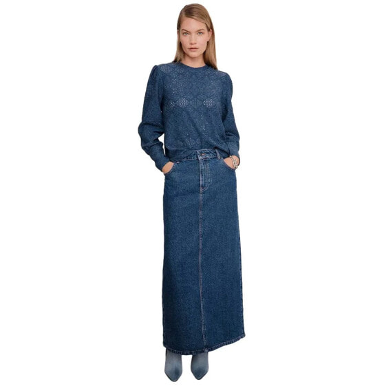 OBJECT Ellen Long Denim Skirt