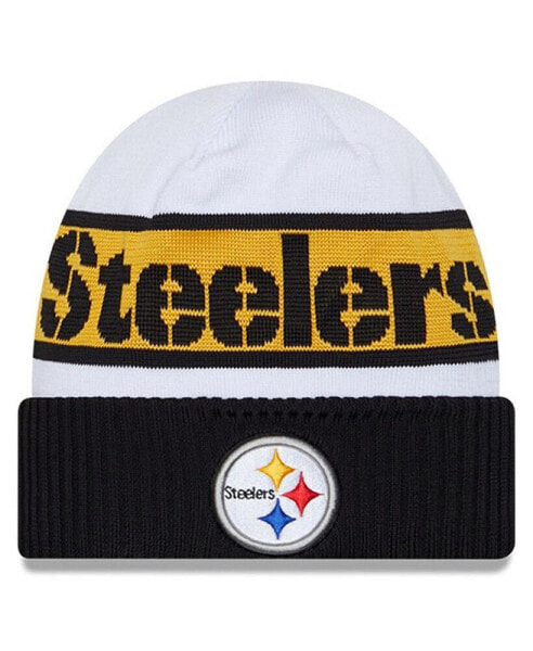 Men's White, Black Pittsburgh Steelers 2023 Sideline Tech Cuffed Knit Hat