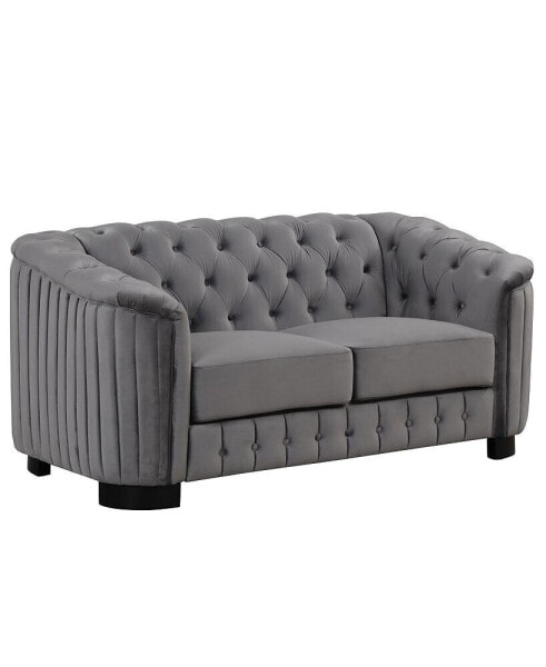 64 Velvet Upholstered Loveseat Sofa, Modern Loveseat Sofa With Thick Removable Seat Cushion