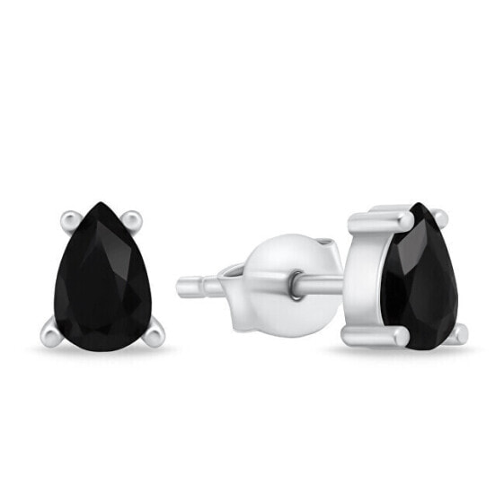 Decent silver earrings with black zircons EA860WBC