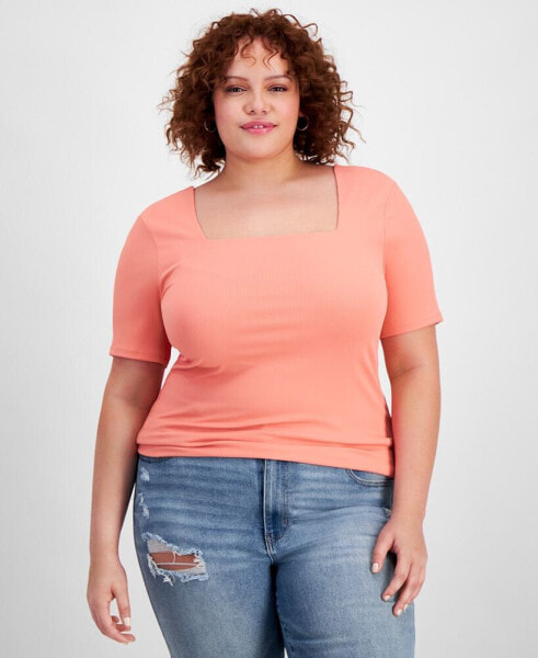 Топ And Now This Plus Size Second Skin SquareNeck