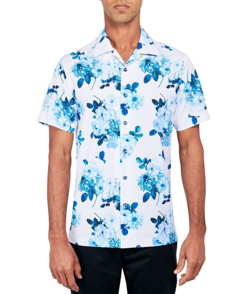 Men's Regular-Fit Non-Iron Performance Stretch Floral-Print Button-Down Camp Shirt