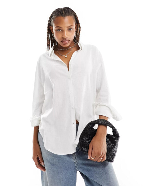 Cotton On relaxed oversized shirt in white linen