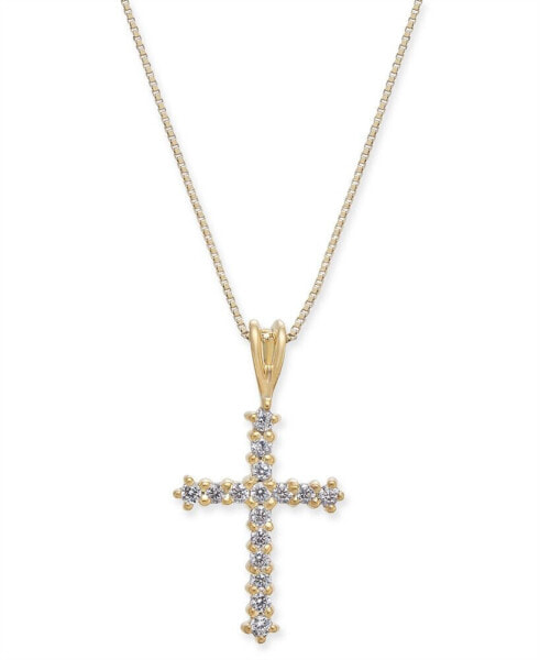 Diamond Cross 18" Pendant Necklace (1/4 ct. t.w.) in 14k Gold