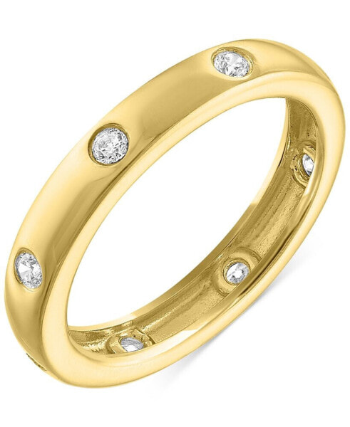 Diamond Studded Band (1/4 ct. t.w.) in 14k Gold-Plated Sterling Silver
