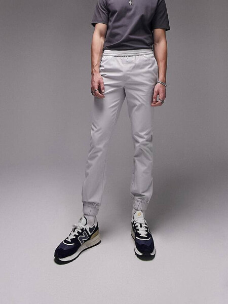 Topman skinny trousers with elasticated waist in grey