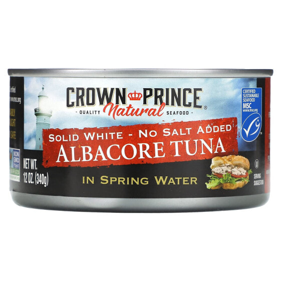 Crown Prince Natural, Альбакорский тунец, белый, без добавления соли, в родниковой воде, 340 г (12 унций)