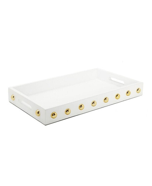 Decorative Serving Tray with Shiny Ball Design, 16" x 10"