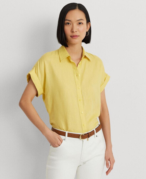 Dolman-Sleeve Linen Shirt