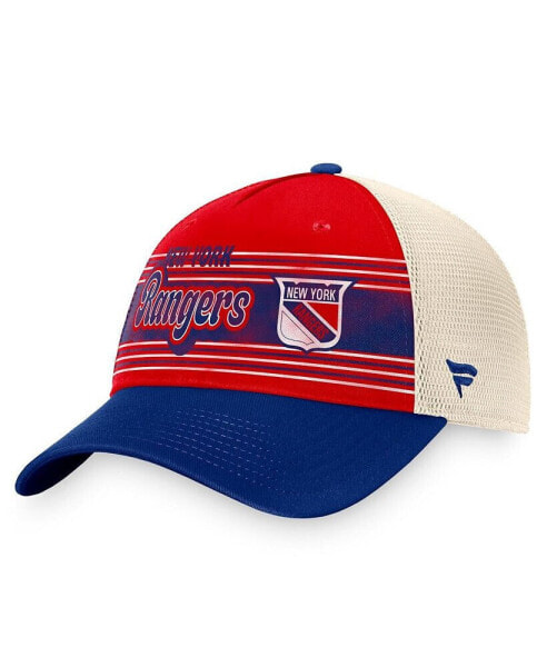 Men's Red, Blue Distressed New York Rangers Heritage Vintage-Like Trucker Adjustable Hat