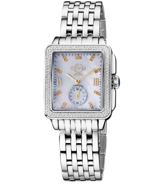 Women's Bari Tortoise Swiss Quartz Diamond Accents Silver-Tone Stainless Steel Bracelet Watch 34mm x 30mm