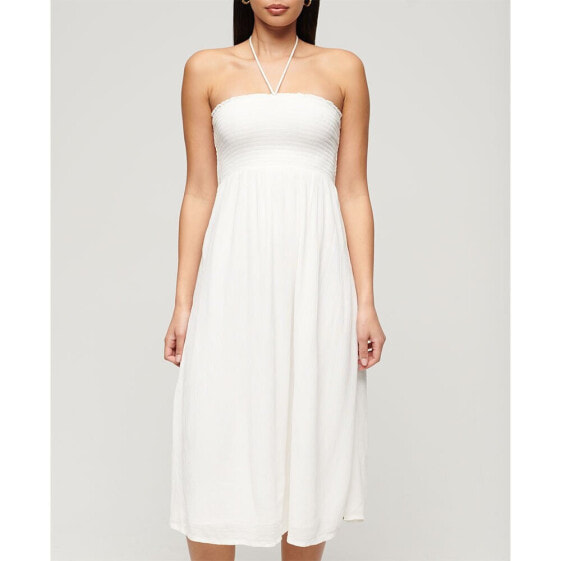 SUPERDRY Smocked Midi Beach Long Dress