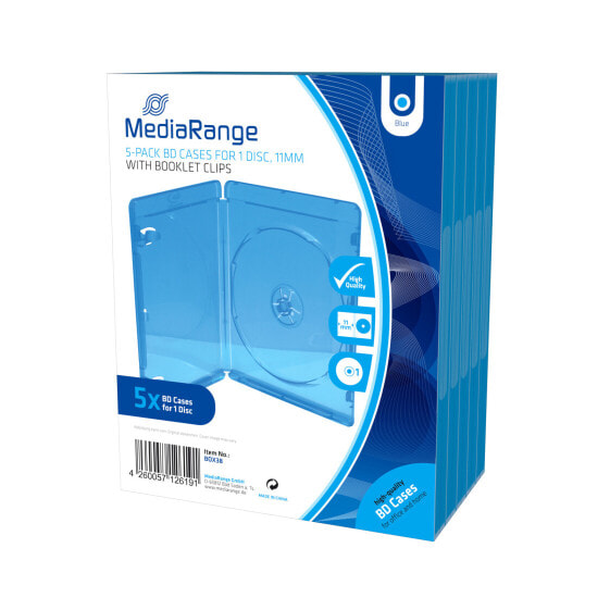 MEDIARANGE BOX38 - Blu-ray case - 1 discs - Blue - Plastic - 120 mm - 134 mm