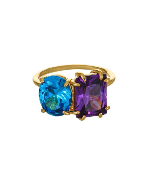 18K Gold Plated Brass Multi Stone Cubic Zirconia Ring