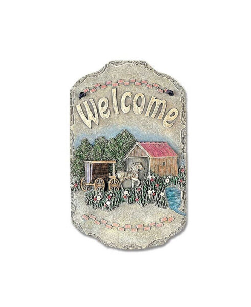 Welcome Sign, Buggy Porch Decor, Resin Slate Plaque, Ready to hang Decor, 13" x 7.75"