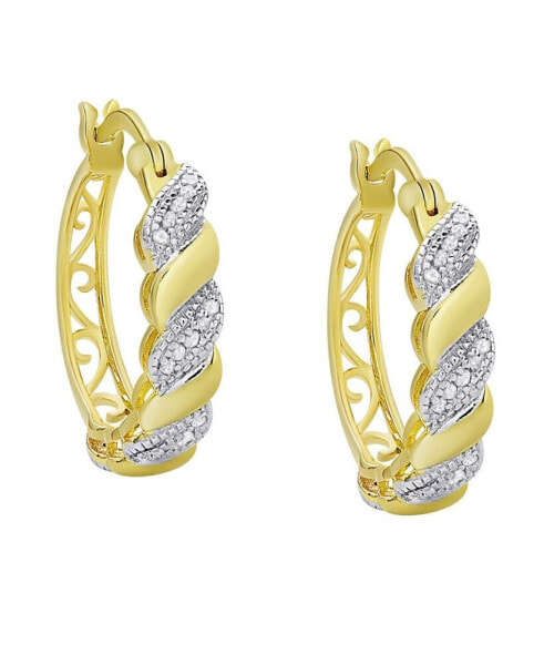 Diamond Accent Gold-plated San Marco Hoop Earrings