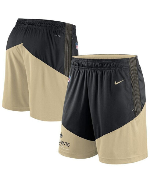 Men's Black, Gold New Orleans Saints Primary Lockup Performance Shorts