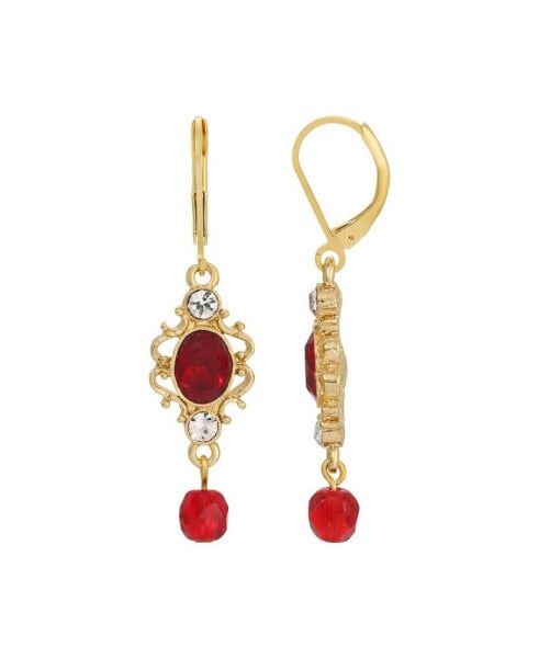Glass Crystal Red Drop Earrings