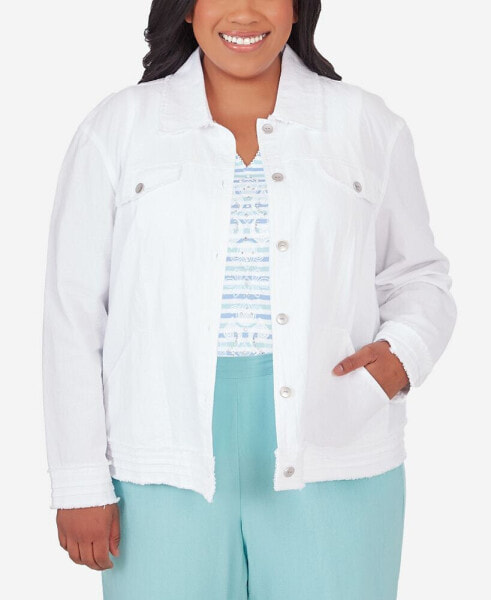 Plus Size Hyannisport Jacket with Fringe Detail