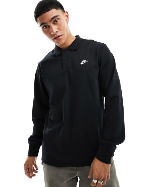 Nike Club long sleeve polo in black