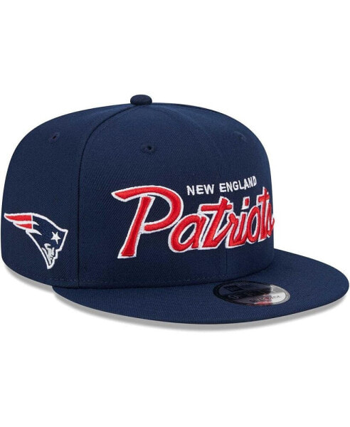 Men's Navy New England Patriots Main Script 9FIFTY Snapback Hat