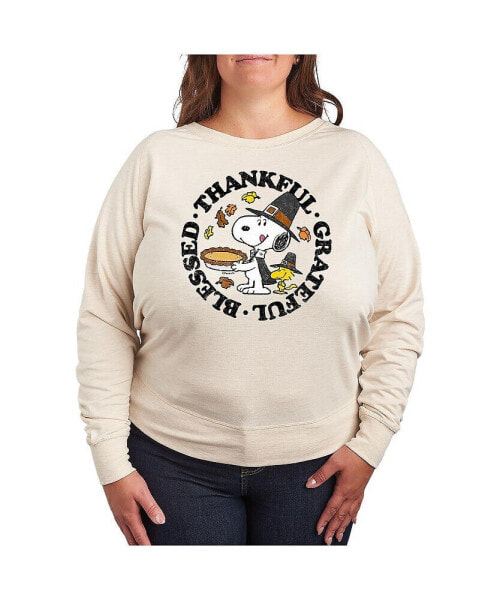 Plus Size Peanuts Thankful Graphic Pullover T-shirt