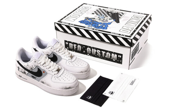 【定制球鞋】 Nike Air Force 1 Low 特殊鞋盒 青山白浪 水墨 晕染 低帮 板鞋 男款 白黑 / Кроссовки Nike Air Force CW2288-111