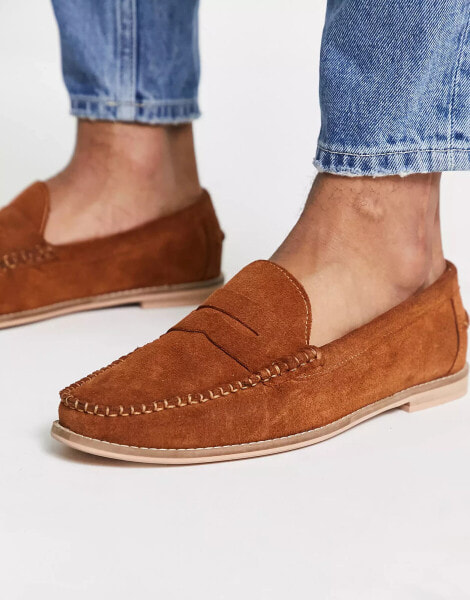 Office Marvin Penny Loafers in Tan suede