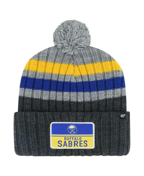 Men's Gray Buffalo Sabres Stack Patch Cuffed Knit Hat with Pom