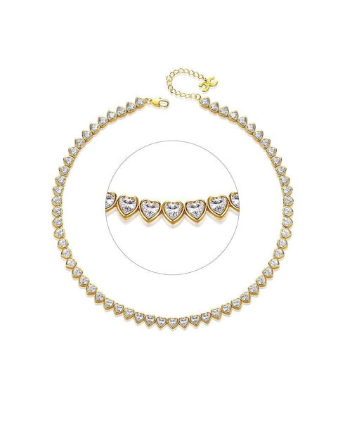 Heart Shaped Zirconia Tennis Choker Necklace